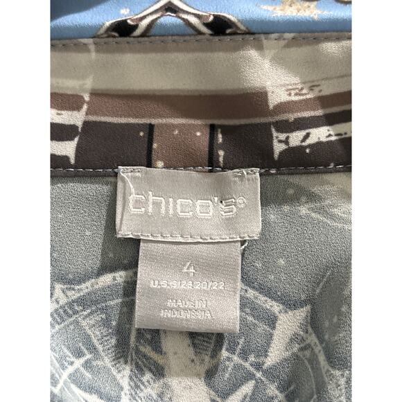 Chico's Shirt Blouse Women's Size 20/22 Blue Compass Zodiac Prague Astronomical - Picture 4 of 12